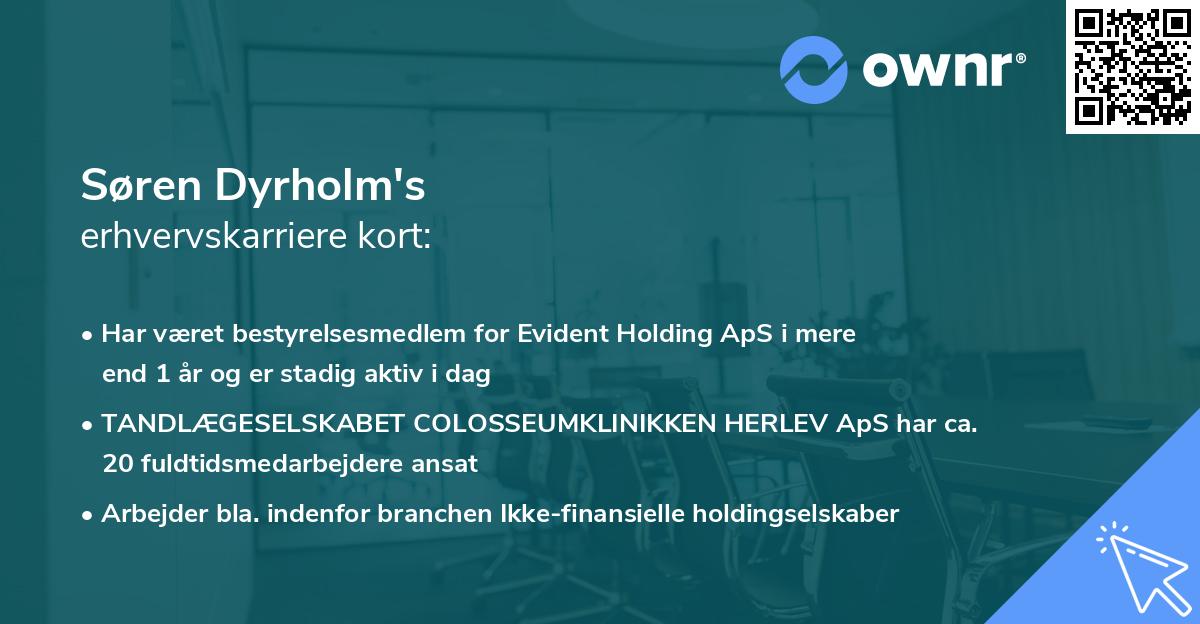 Søren Dyrholm's erhvervskarriere kort