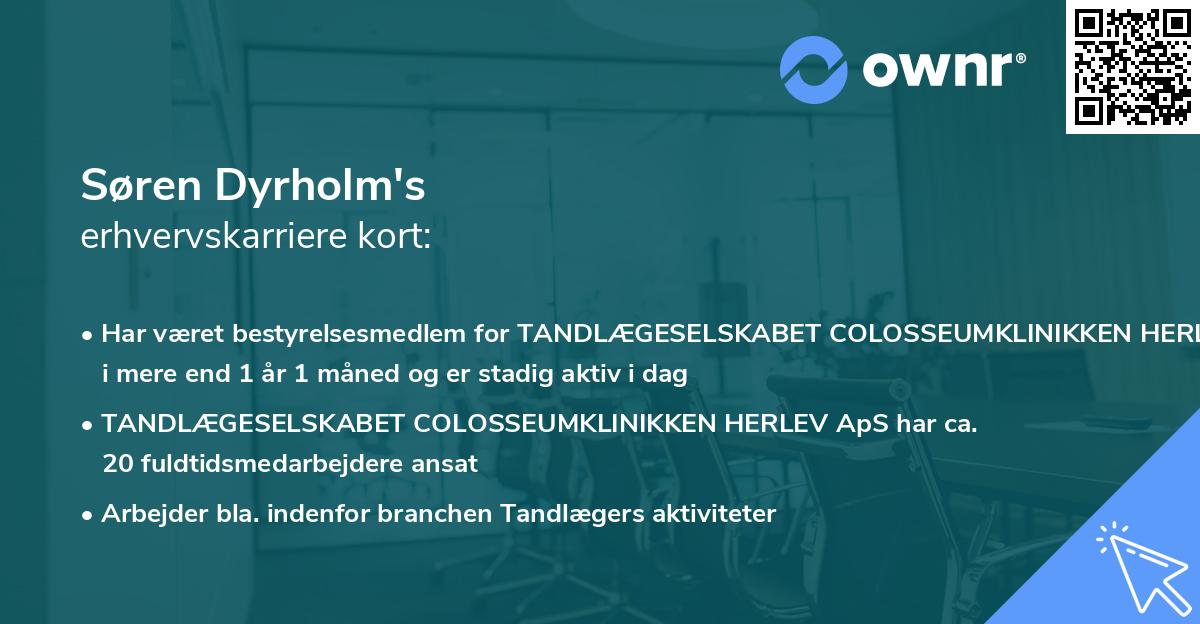 Søren Dyrholm's erhvervskarriere kort