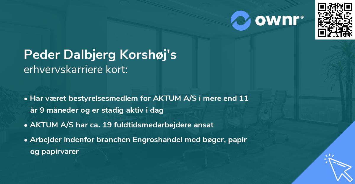Peder Dalbjerg Korshøj's erhvervskarriere kort