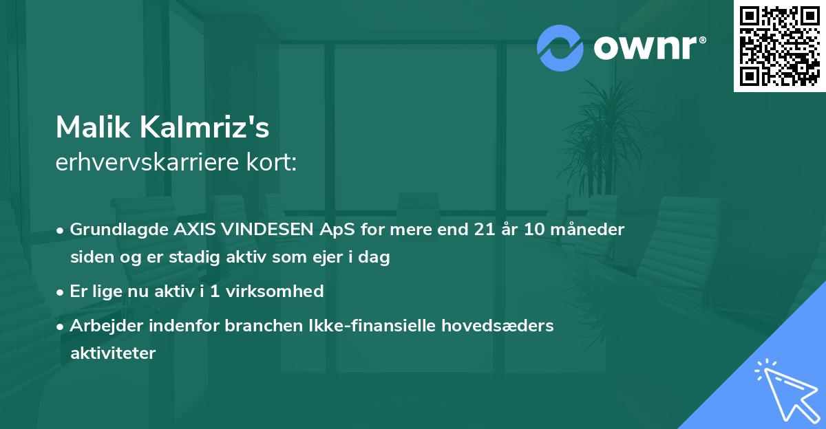 Malik Kalmriz's erhvervskarriere kort