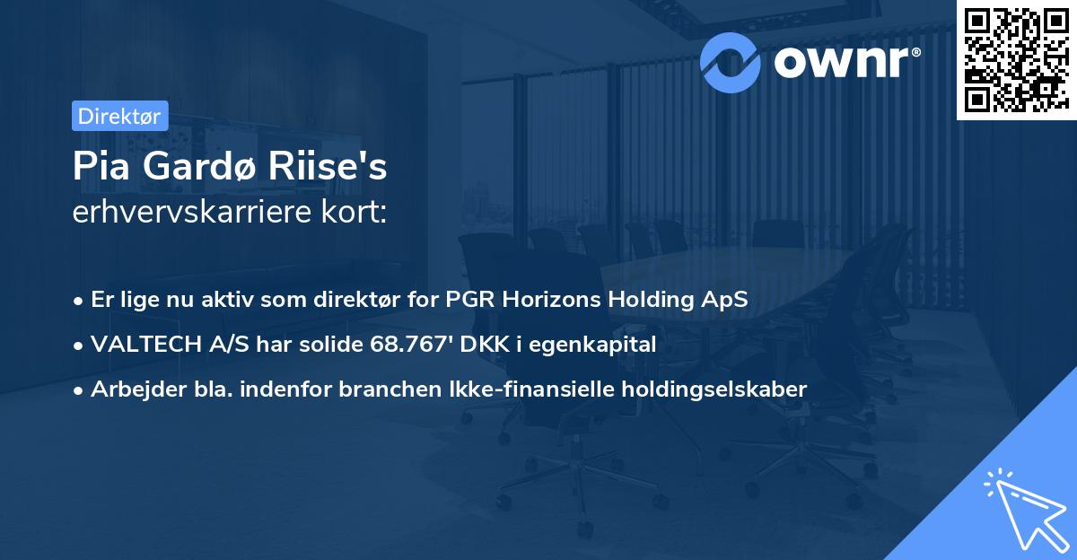 Pia Gardø Riise's erhvervskarriere kort