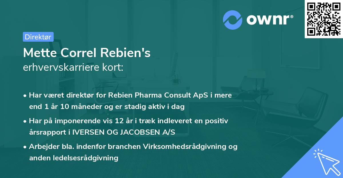 Mette Correl Rebien's erhvervskarriere kort