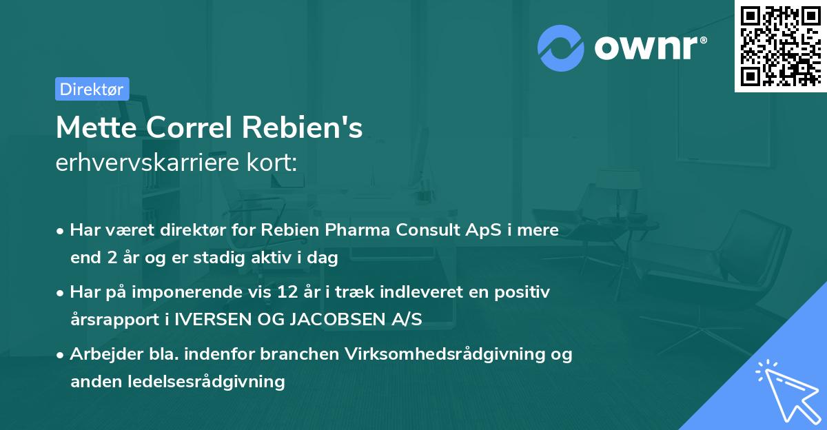 Mette Correl Rebien's erhvervskarriere kort