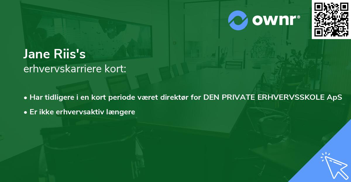 Jane Riis's erhvervskarriere kort