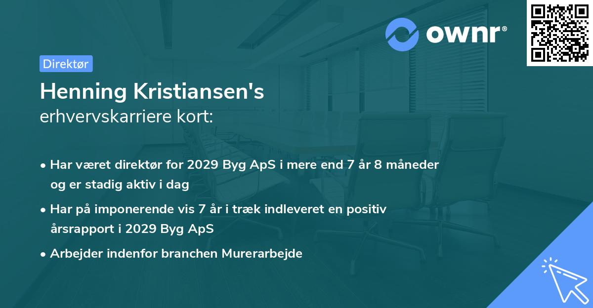 Henning Kristiansen's erhvervskarriere kort