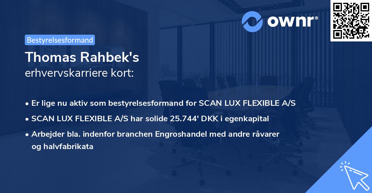 Thomas Rahbek's erhvervskarriere kort