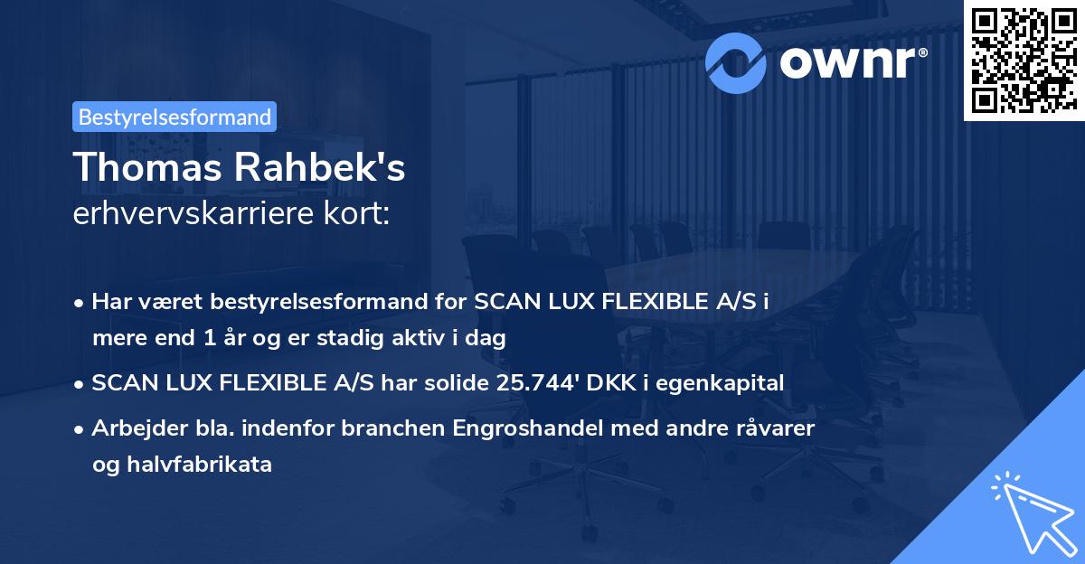 Thomas Rahbek's erhvervskarriere kort