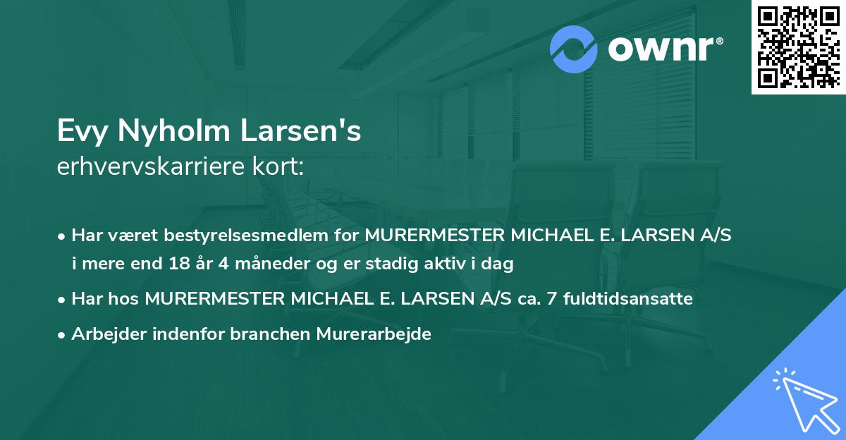 Evy Nyholm Larsen's erhvervskarriere kort