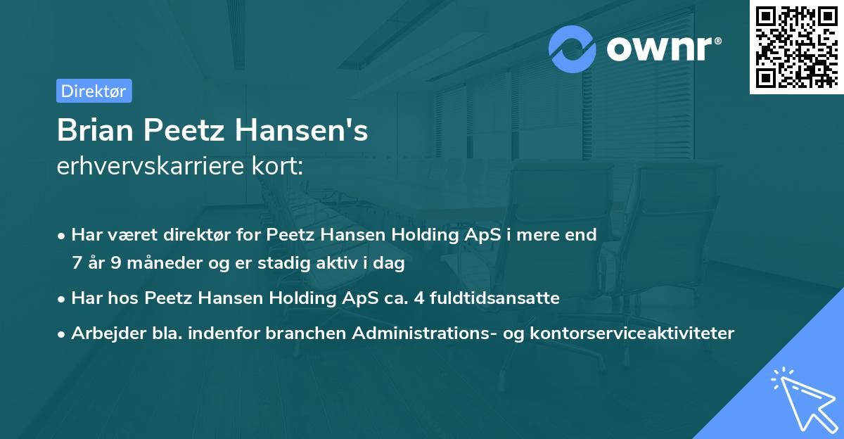 Brian Peetz Hansen's erhvervskarriere kort
