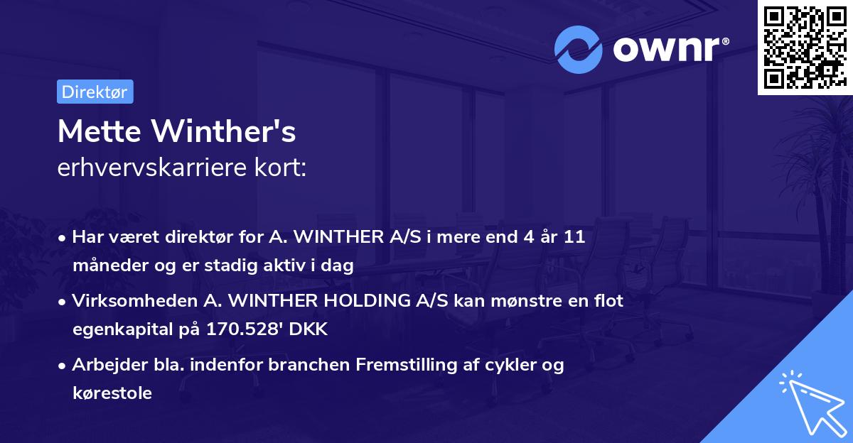 Mette Winther's erhvervskarriere kort