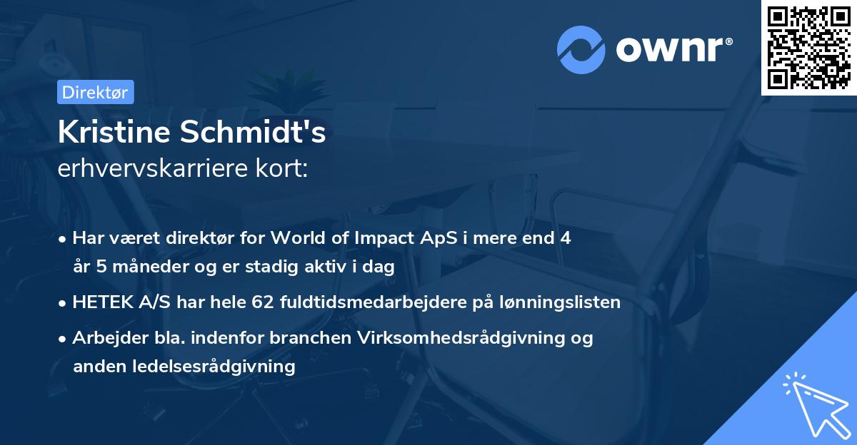 Kristine Schmidt's erhvervskarriere kort