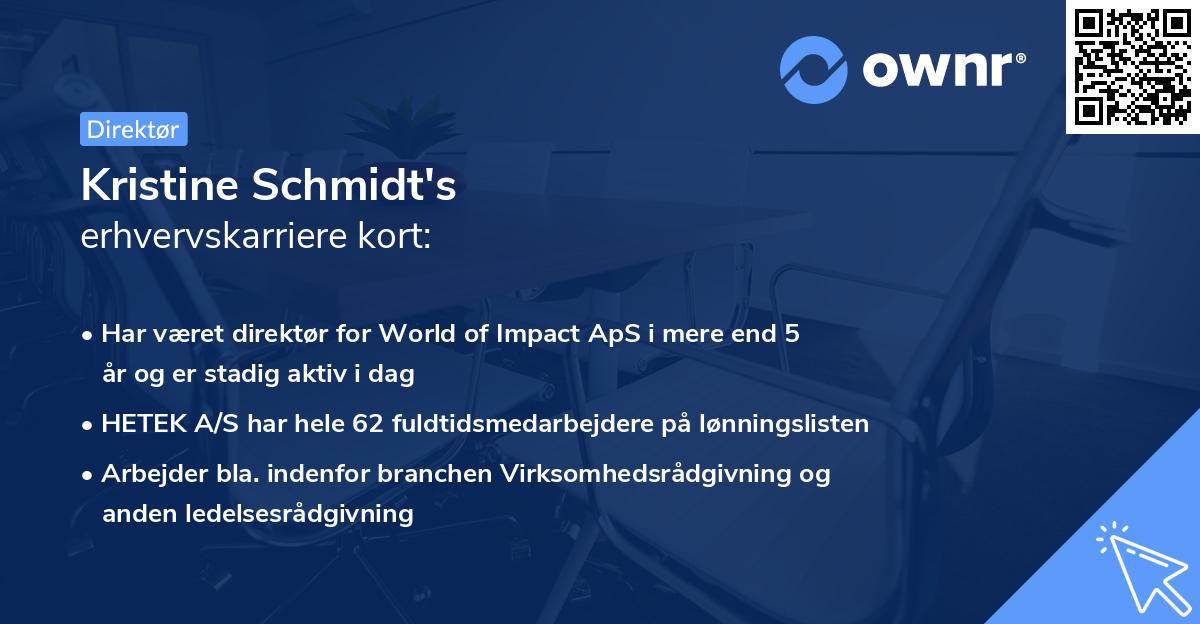 Kristine Schmidt's erhvervskarriere kort