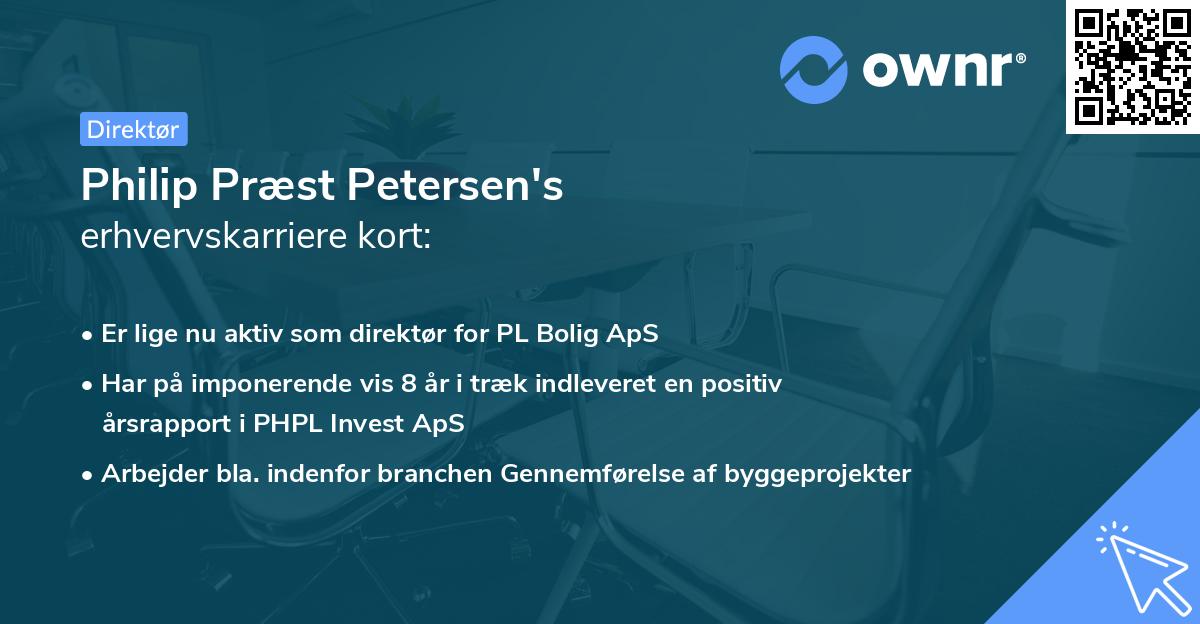 Philip Præst Petersen's erhvervskarriere kort