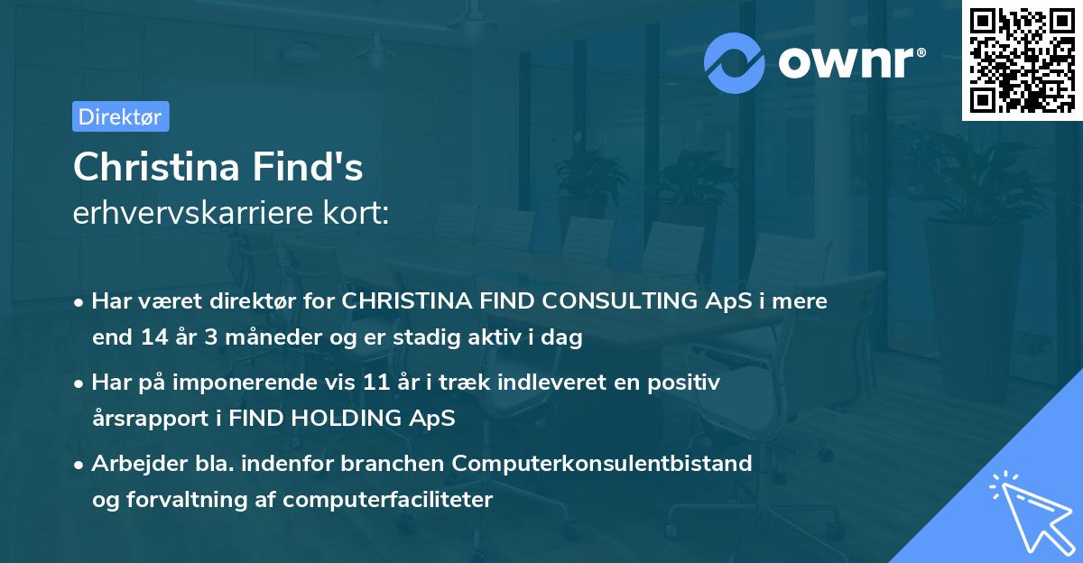 Christina Find's erhvervskarriere kort