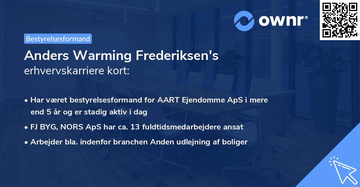 Anders Warming Frederiksen's erhvervskarriere kort