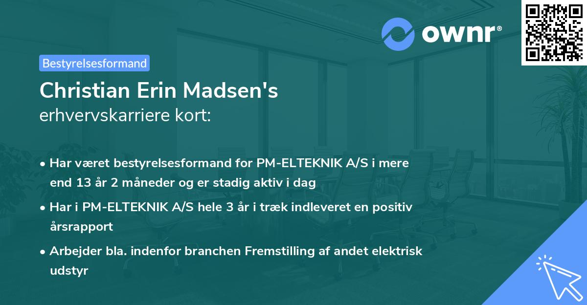 Christian Erin Madsen's erhvervskarriere kort
