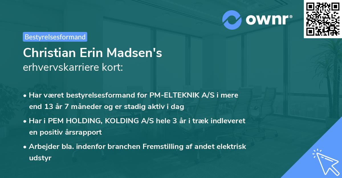 Christian Erin Madsen's erhvervskarriere kort