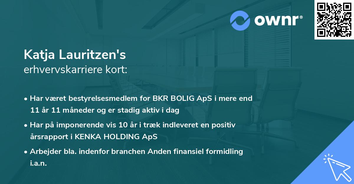 Katja Lauritzen's erhvervskarriere kort