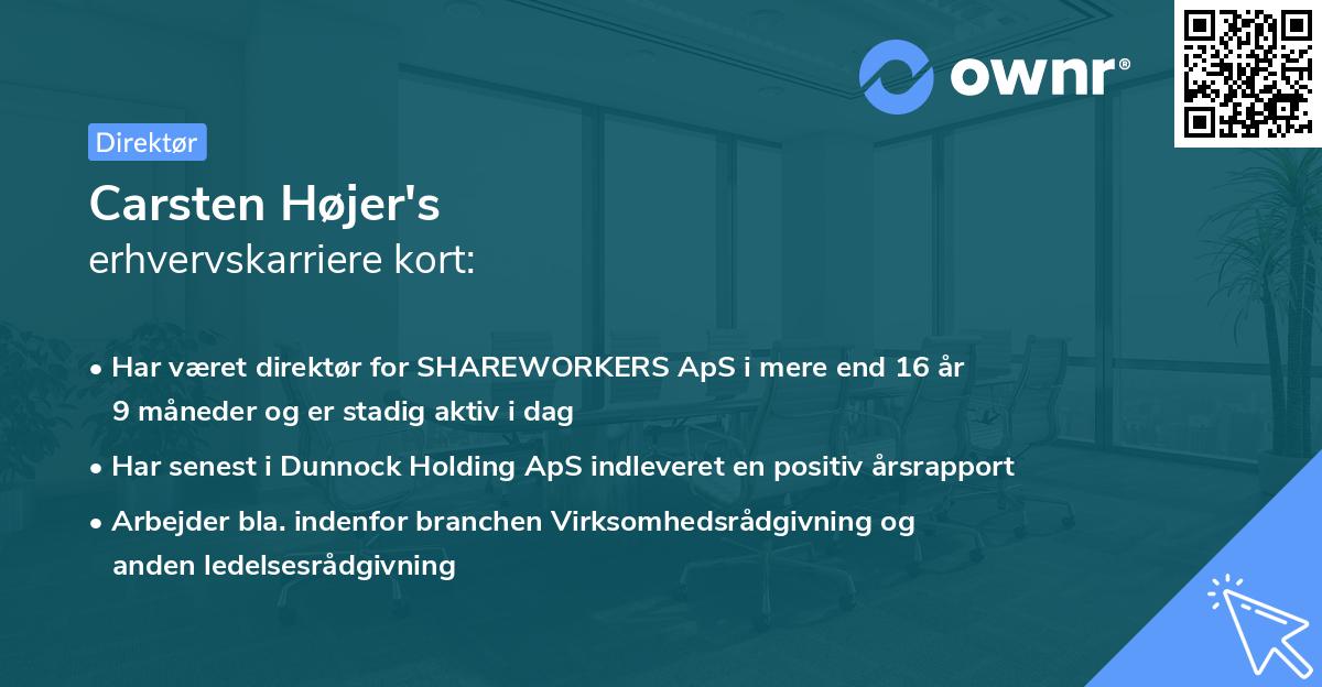 Carsten Højer's erhvervskarriere kort