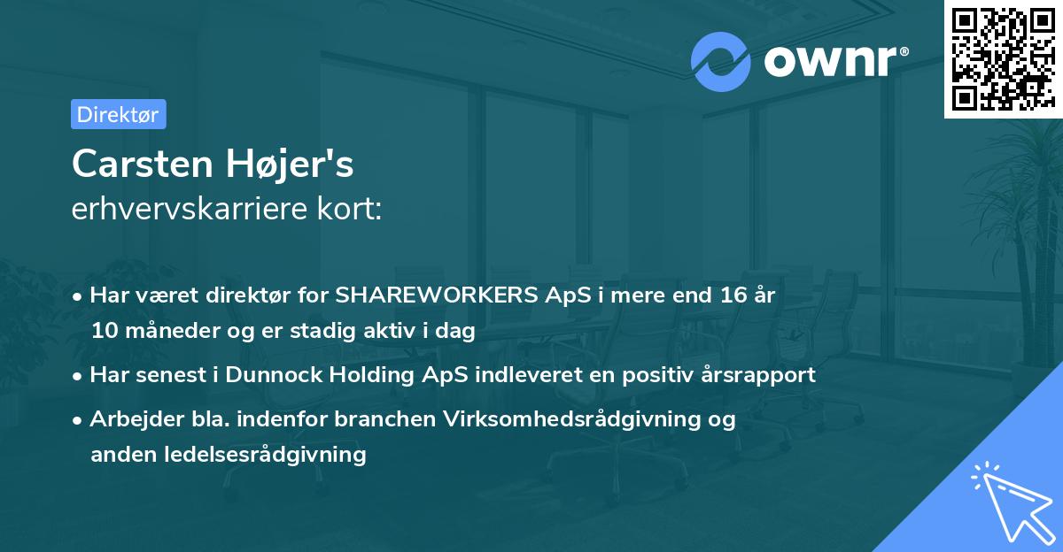 Carsten Højer's erhvervskarriere kort