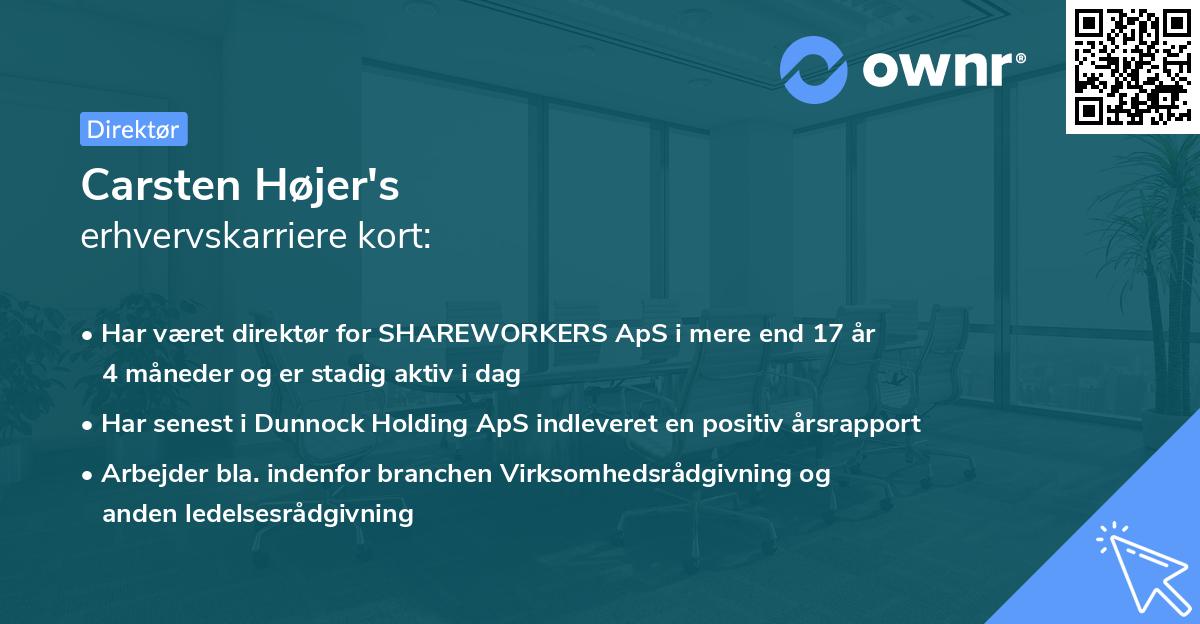 Carsten Højer's erhvervskarriere kort