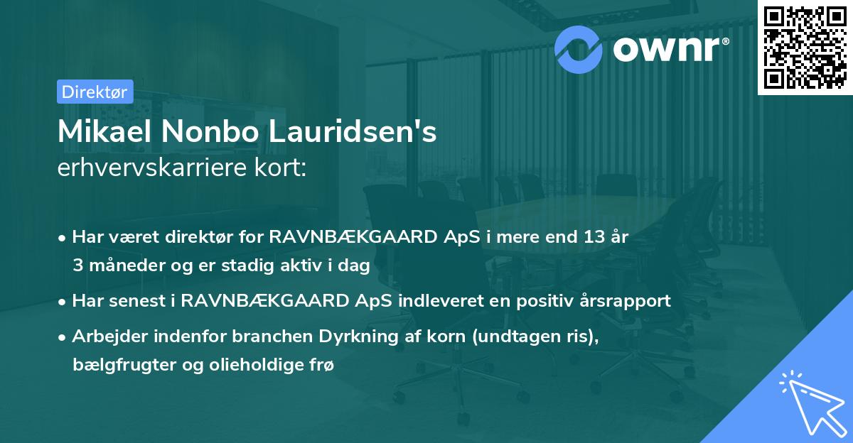 Mikael Nonbo Lauridsen's erhvervskarriere kort