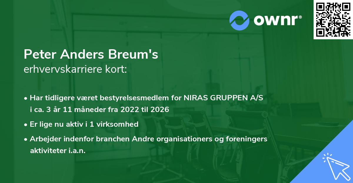 Peter Anders Breum's erhvervskarriere kort
