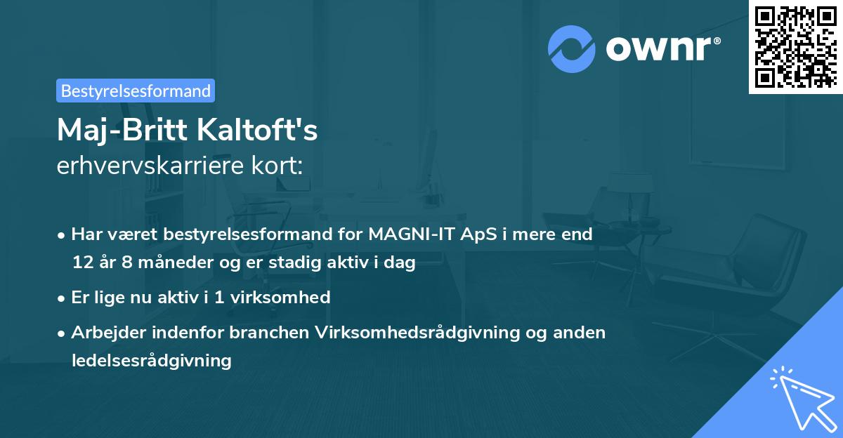 Maj-Britt Kaltoft's erhvervskarriere kort