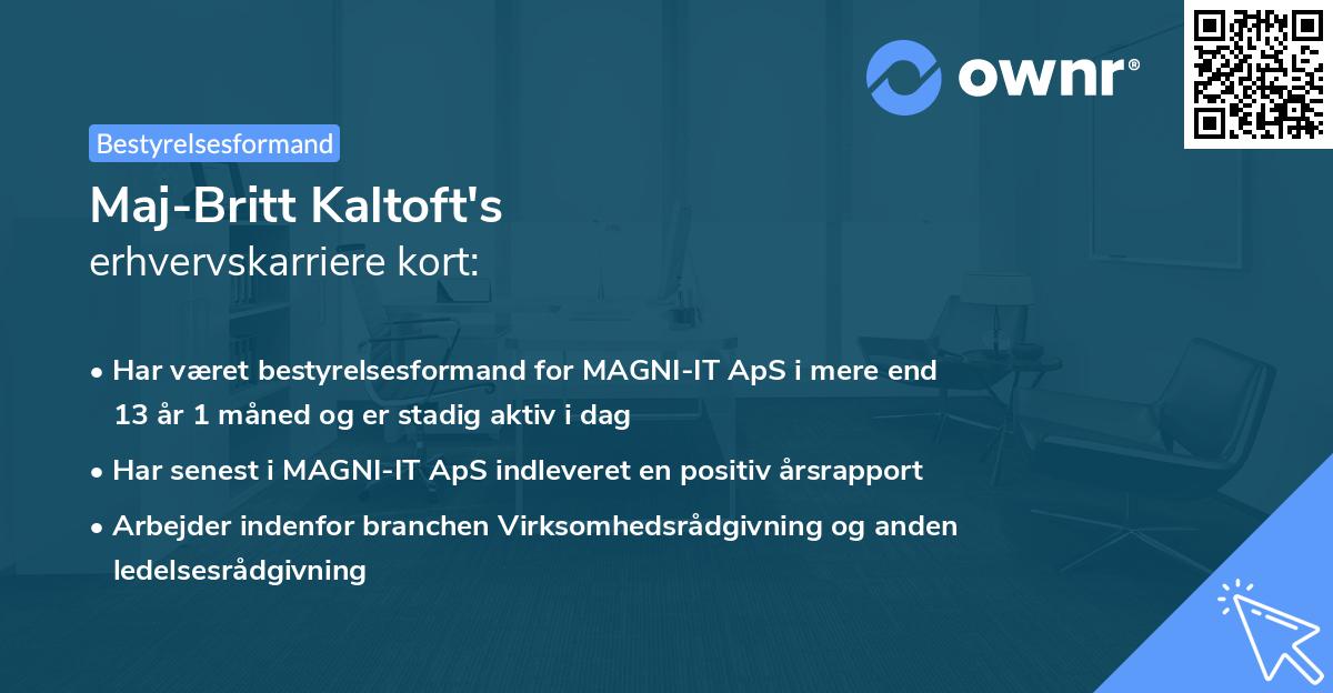 Maj-Britt Kaltoft's erhvervskarriere kort