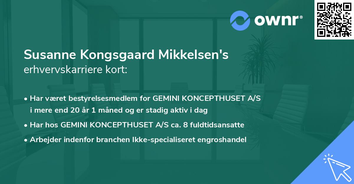 Susanne Kongsgaard Mikkelsen's erhvervskarriere kort