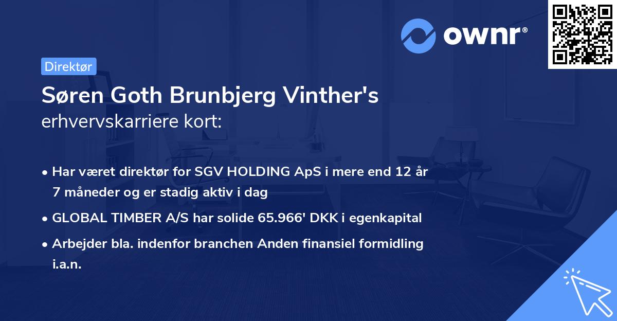 Søren Goth Brunbjerg Vinther's erhvervskarriere kort