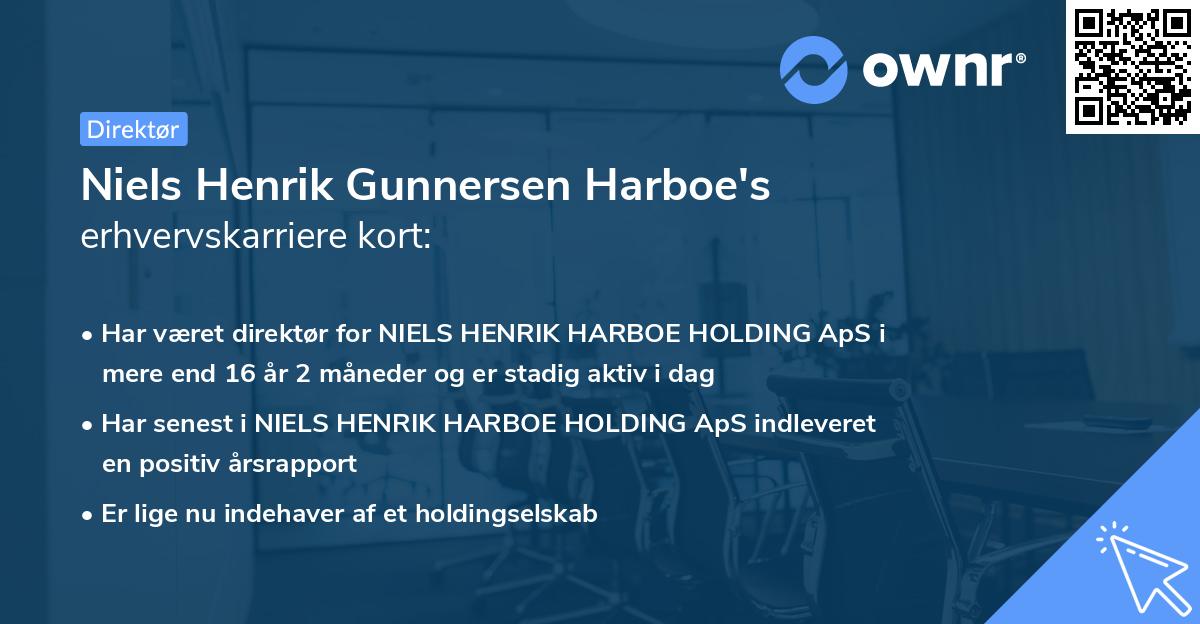 Niels Henrik Gunnersen Harboe's erhvervskarriere kort
