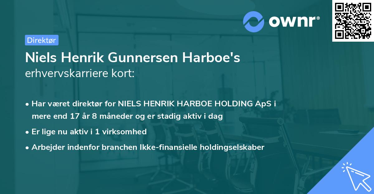 Niels Henrik Gunnersen Harboe's erhvervskarriere kort