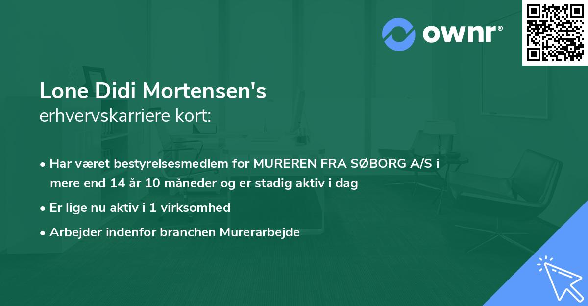 Lone Didi Mortensen's erhvervskarriere kort