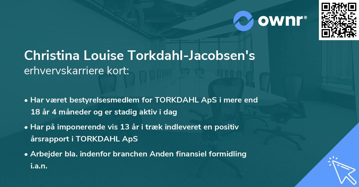 Christina Louise Torkdahl-Jacobsen's erhvervskarriere kort