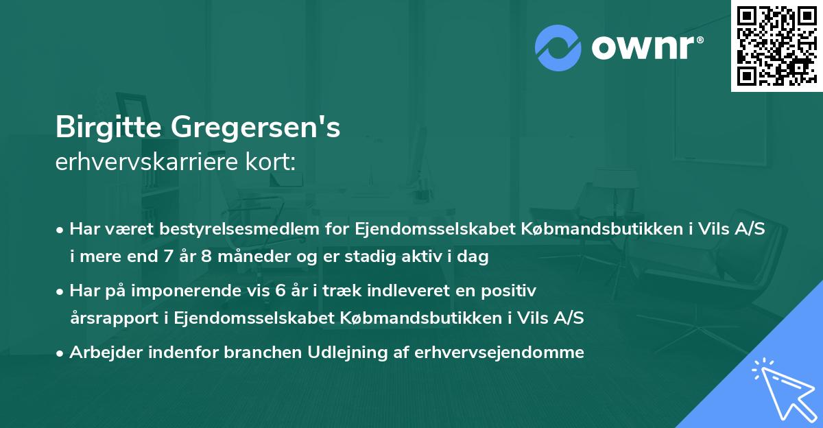 Birgitte Gregersen's erhvervskarriere kort