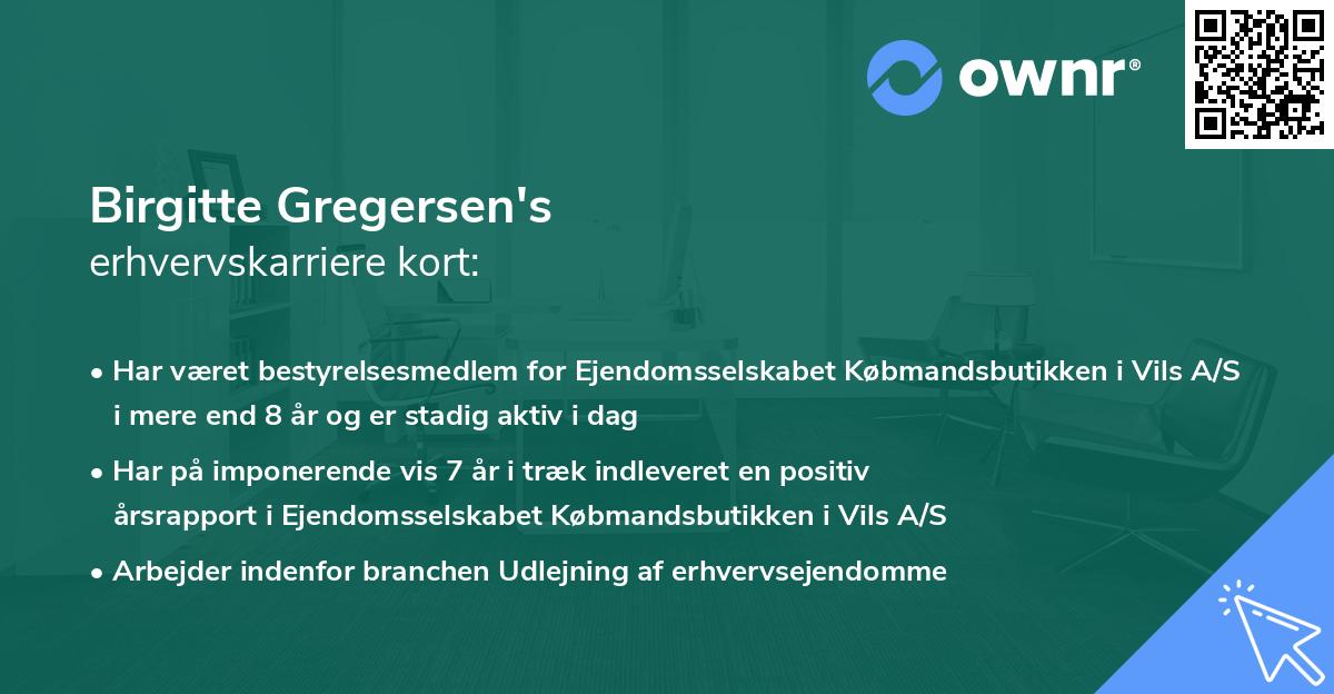 Birgitte Gregersen's erhvervskarriere kort