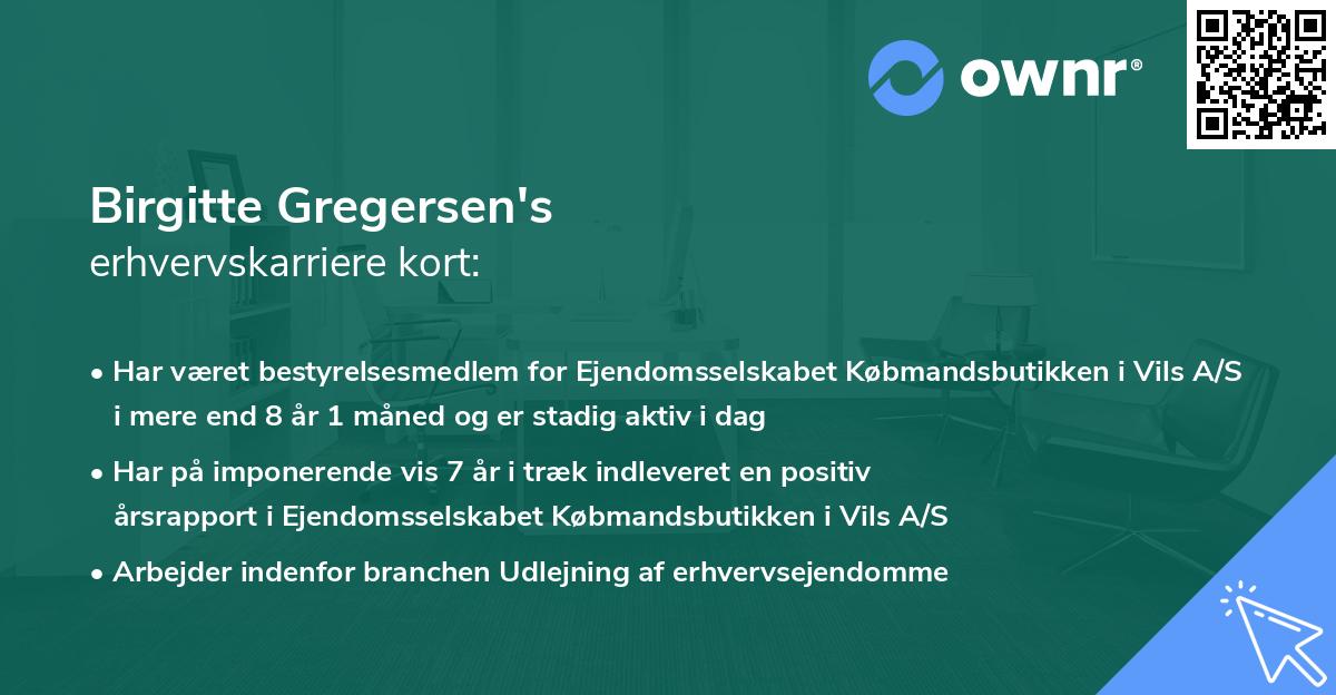 Birgitte Gregersen's erhvervskarriere kort