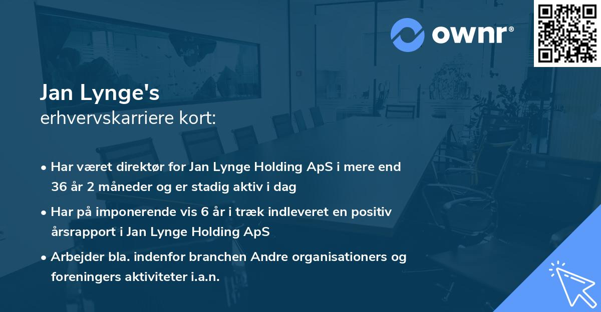 Jan Lynge's erhvervskarriere kort