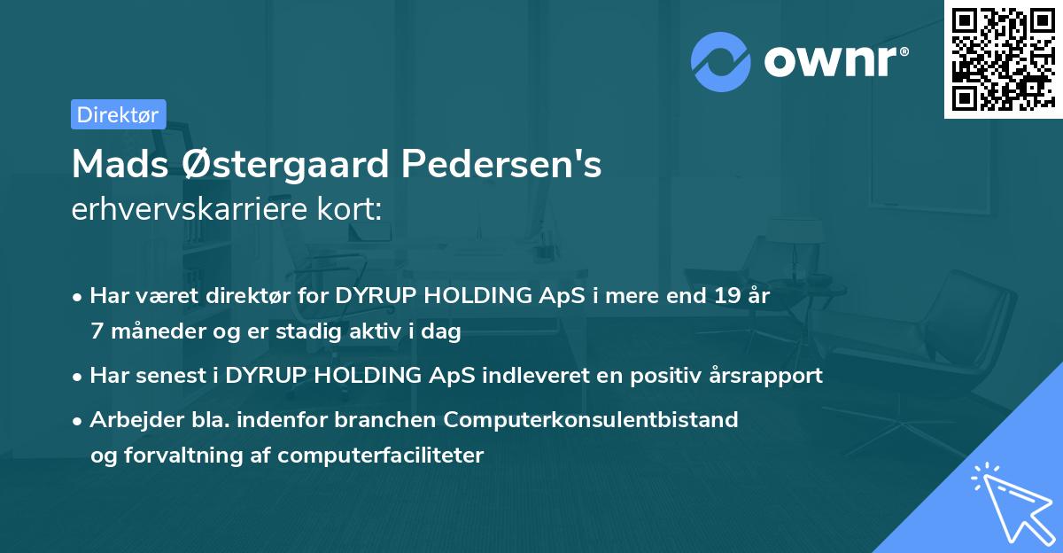 Mads Østergaard Pedersen's erhvervskarriere kort