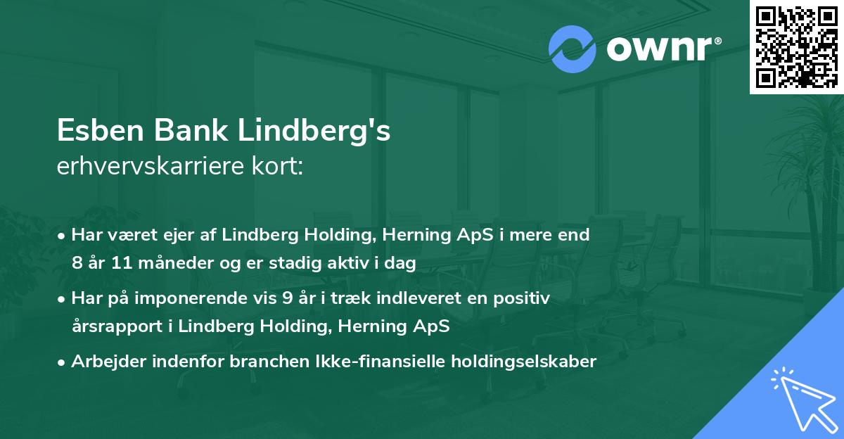 Esben Bank Lindberg's erhvervskarriere kort