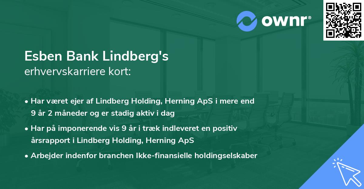 Esben Bank Lindberg's erhvervskarriere kort