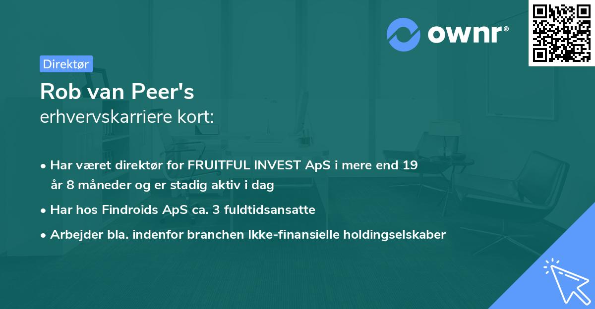Rob van Peer's erhvervskarriere kort