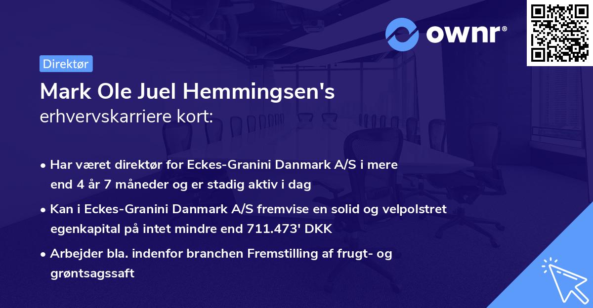 Mark Ole Juel Hemmingsen's erhvervskarriere kort