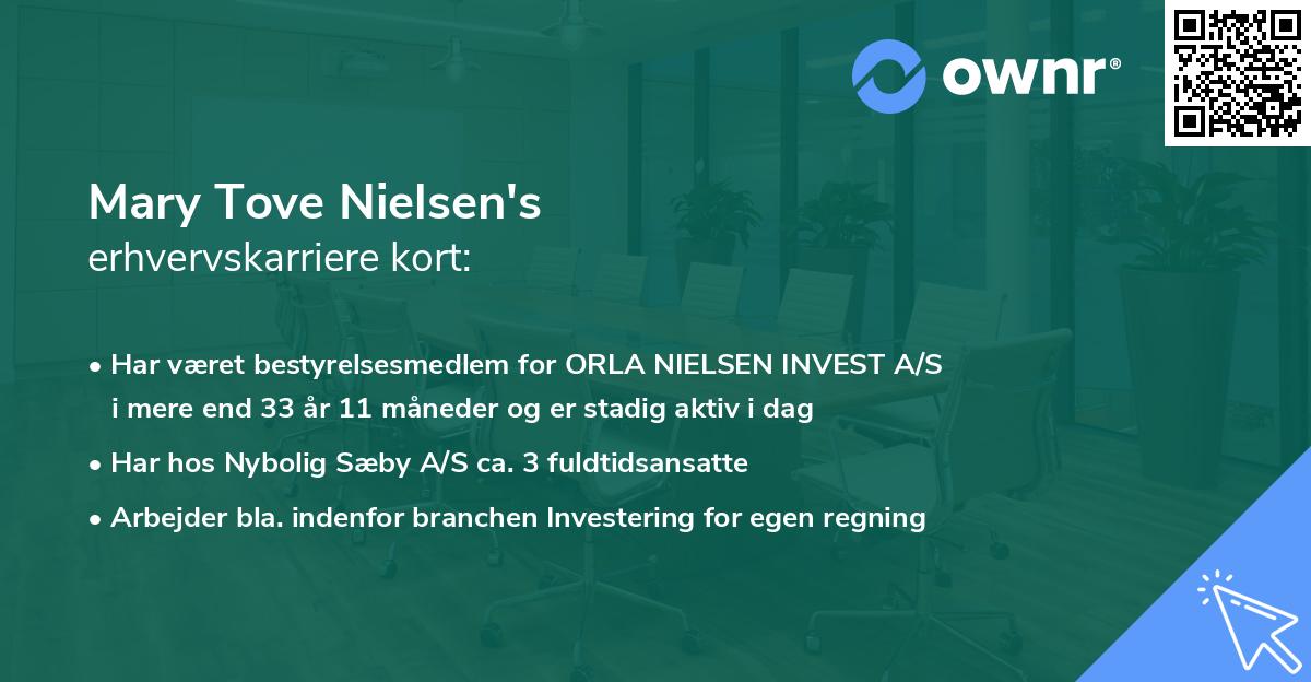 Mary Tove Nielsen's erhvervskarriere kort