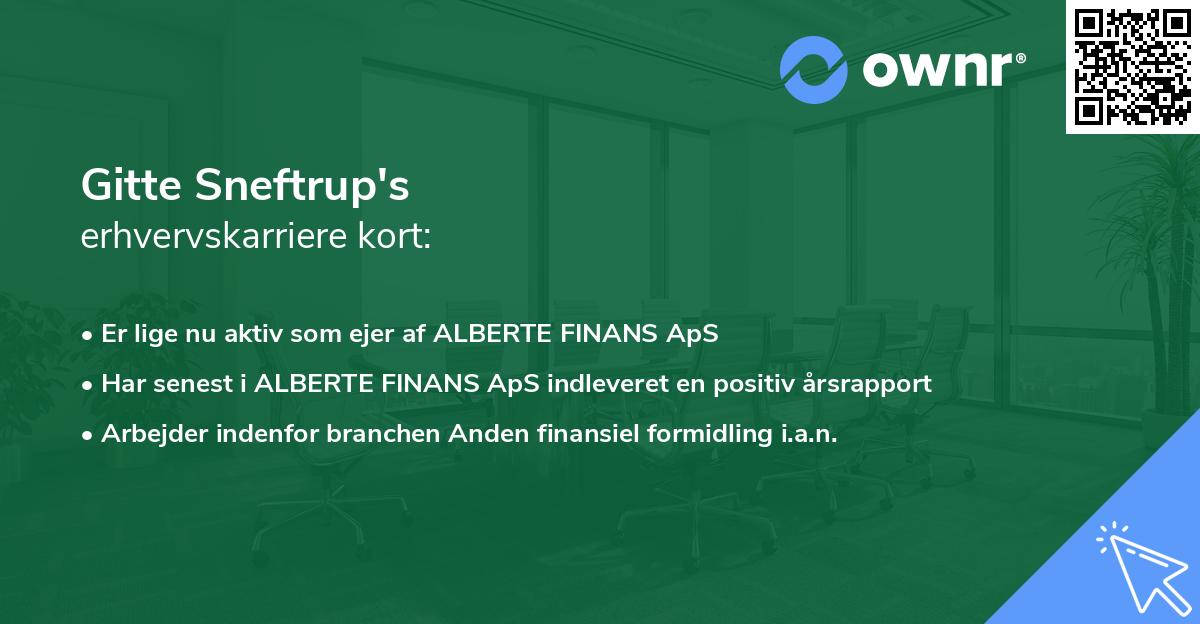 Gitte Sneftrup's erhvervskarriere kort