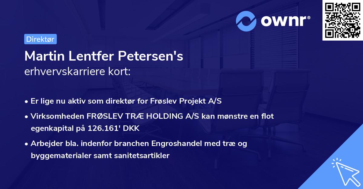 Martin Lentfer Petersen's erhvervskarriere kort
