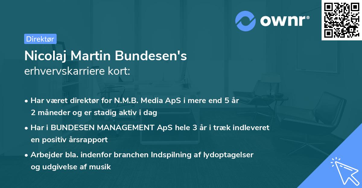 Nicolaj Martin Bundesen's erhvervskarriere kort