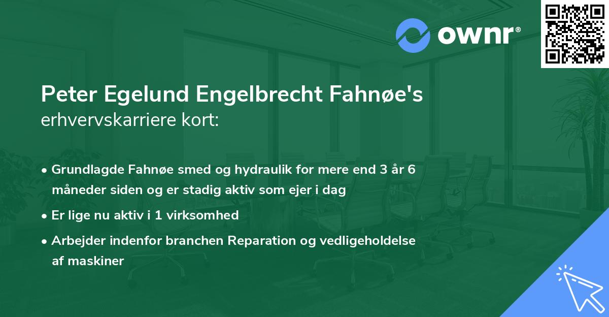 Peter Egelund Engelbrecht Fahnøe's erhvervskarriere kort