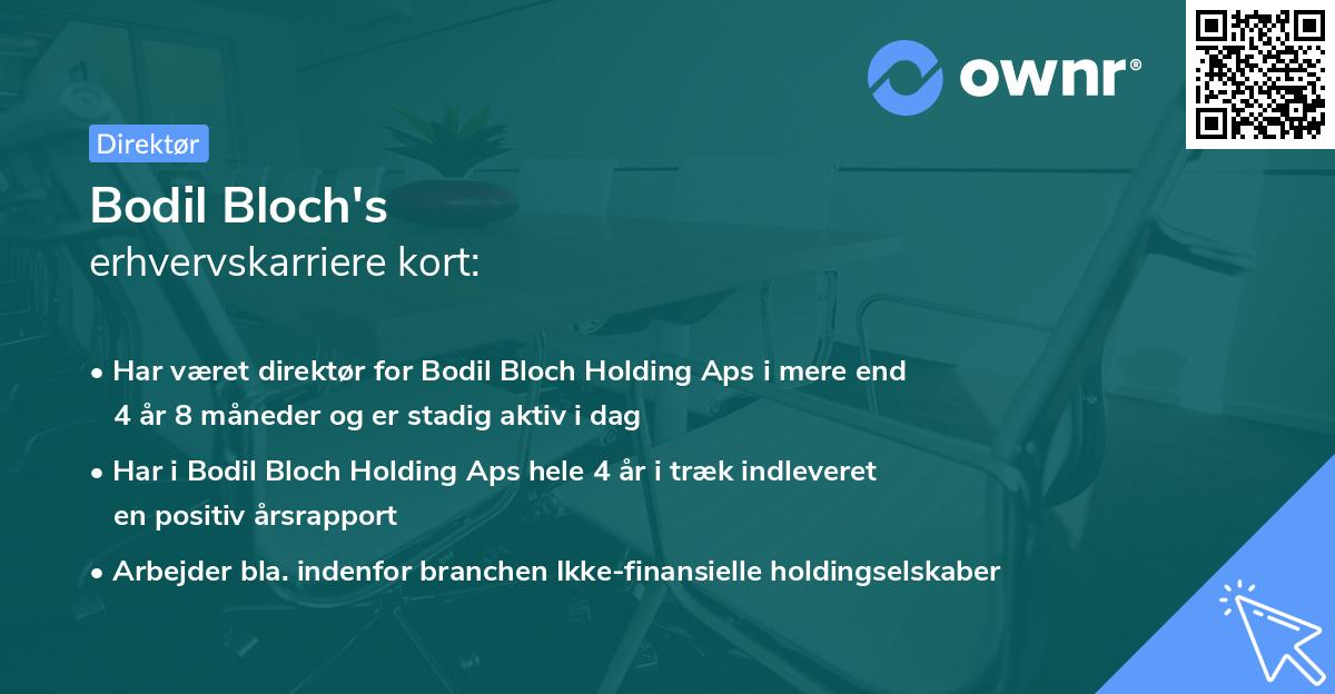 Bodil Bloch's erhvervskarriere kort